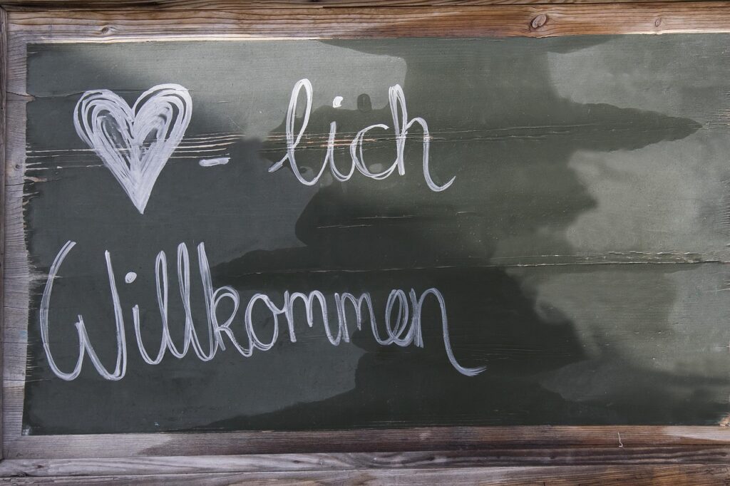 warm welcome, chalk, blackboard, old, board, write, writing, hand lettering