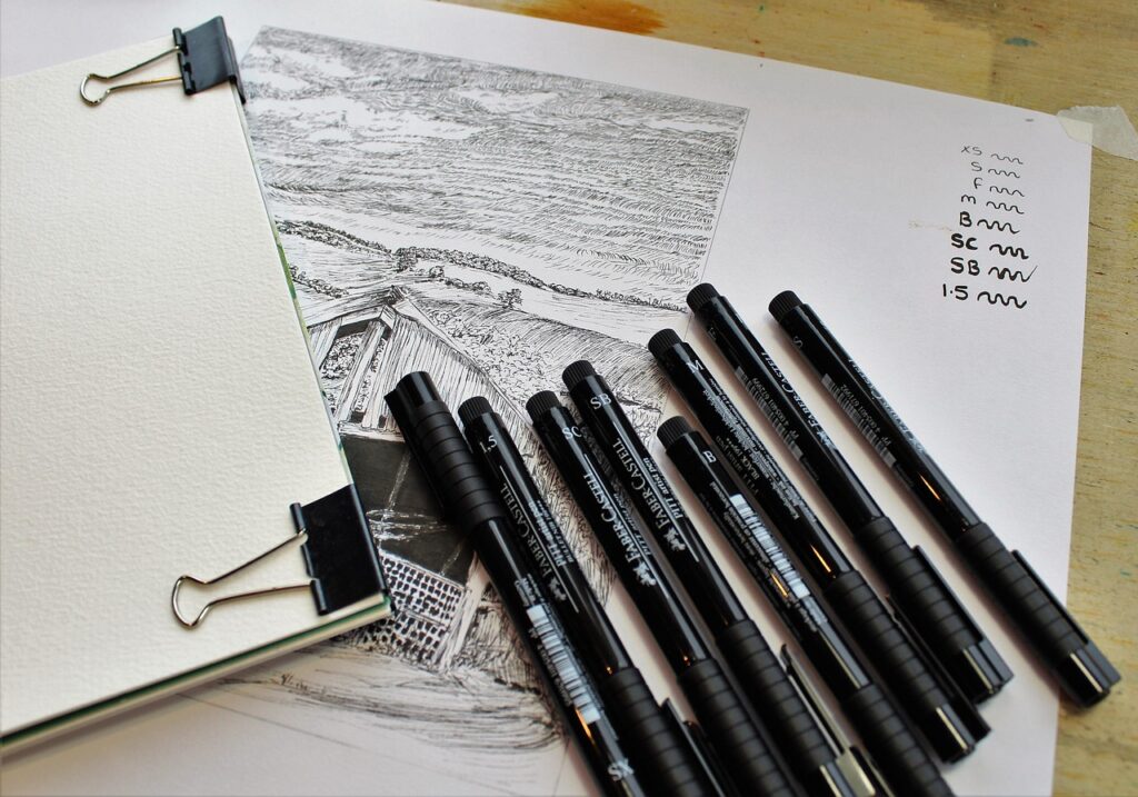 ink, pens, sketch, sketchbook, drawing, draw, art, artist, barn, landscape, design, black, paper, white, writing, line, hand, drawn, tool, workspace, pen, doodle, lesson, teach, creative, table, work, desk, notebook, desktop, school, gray school, gray laptop, gray work, gray landscape, gray paper, gray art, gray writing, gray table, gray desk, gray tools, gray creative, gray drawing, sketchbook, sketchbook, sketchbook, sketchbook, sketchbook