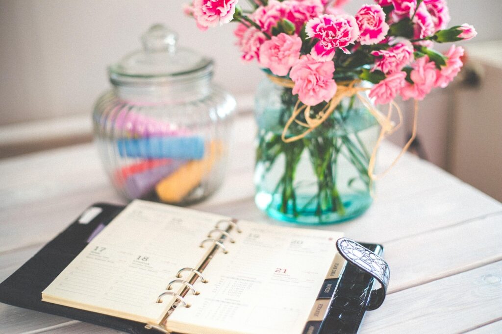new year background, organizer, calendar, schedule, appointments, diary, notes, planner, still life, notebook, notepad, desk, open