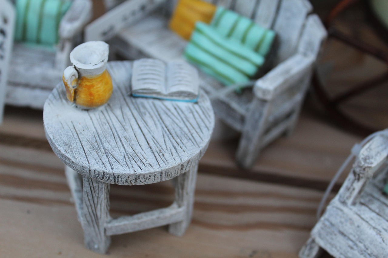 table set, table, water jog, book, sofa, gift