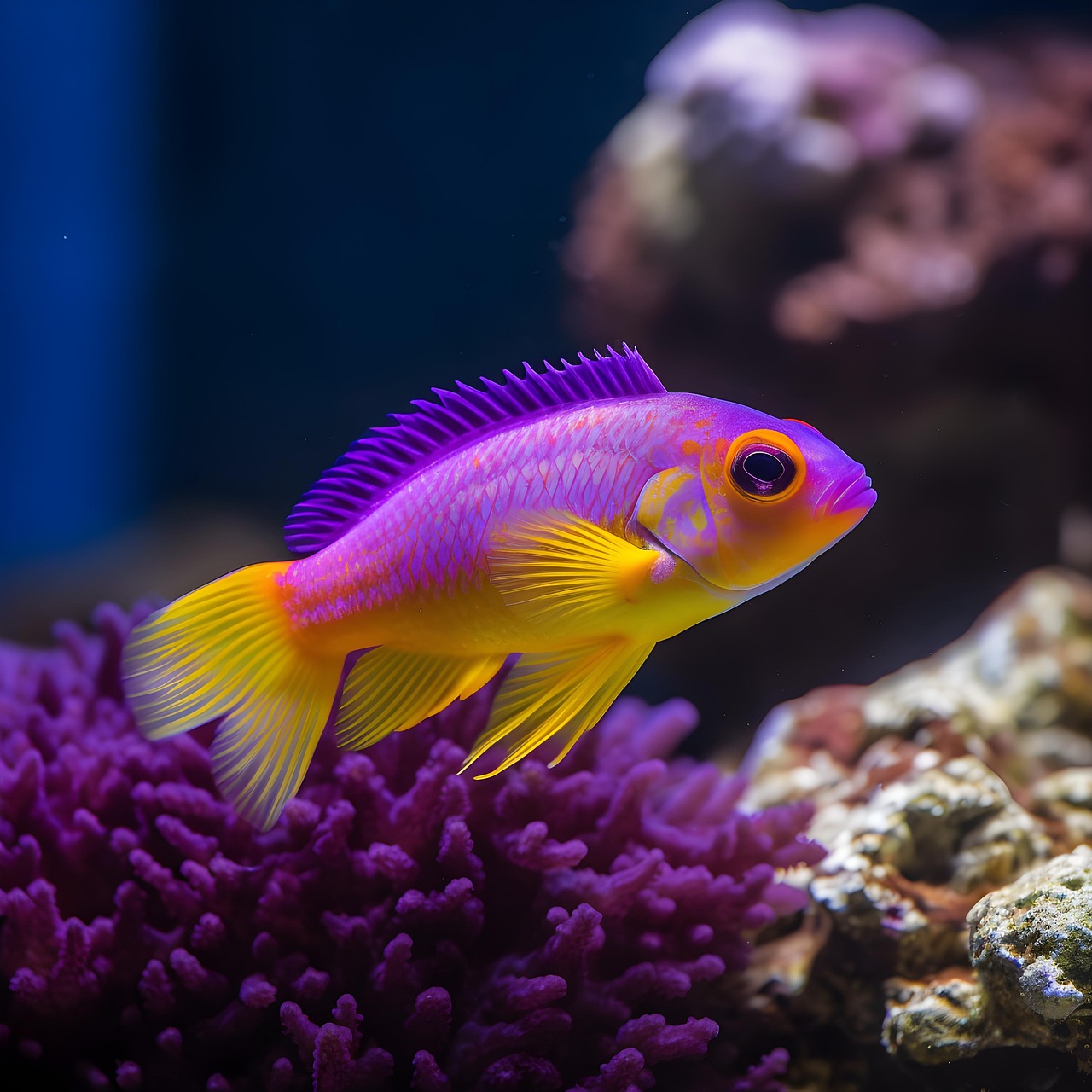 royal gramma basslet, purple fish, aquarium, nature, fish, tank, pet, animal, fish tank